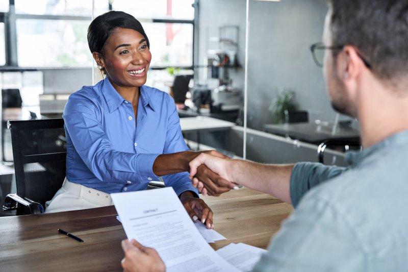 person with nice smile at job interview